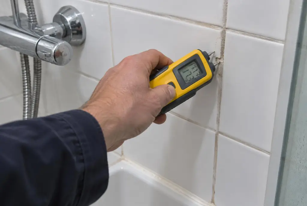 Lekdetectie Zwolle – vochtmeter op badkamertegels bij de douche