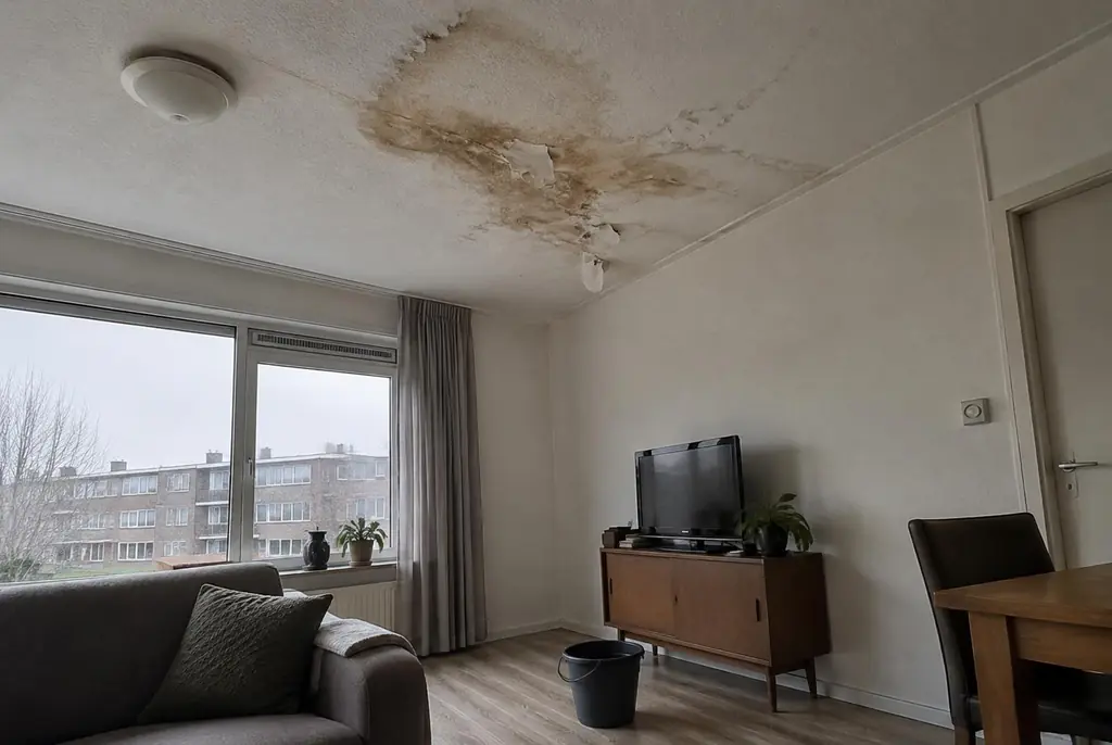 Lekdetectie Zwolle – vochtplek op het plafond onder een badkamer